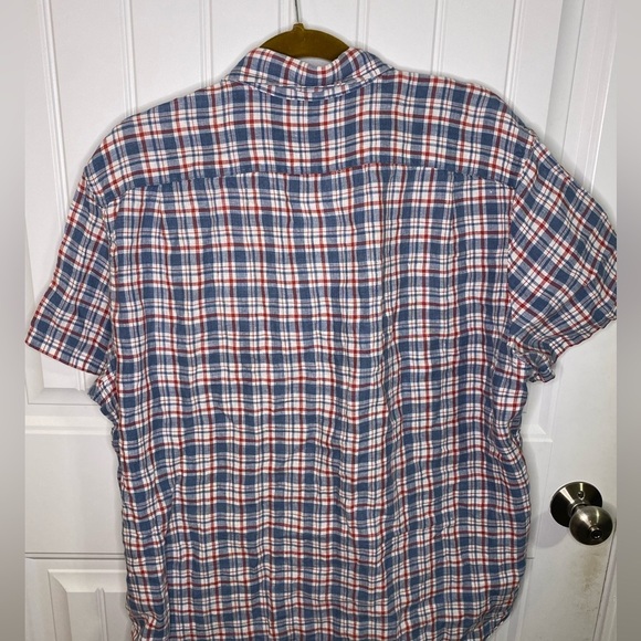 J Crew Blue/Red Checkered Short Sleeve Button Down Shirt - Picture 6 of 6